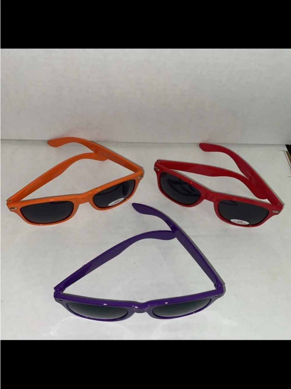 3pc. Lot Vintage Promo 90’s Unisex Sunglasses classic square Orange/Red/Purple